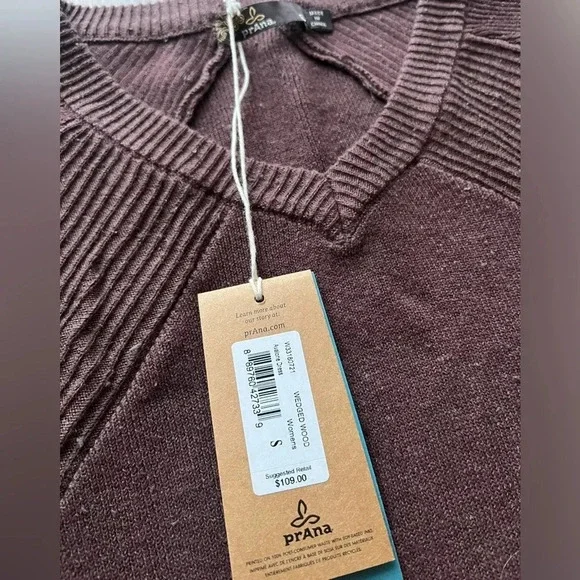 Prana Brown Long Sleeve Pocket Ribbed Knit Avalone Sweater Dress Size Small - Picture 7 of 8